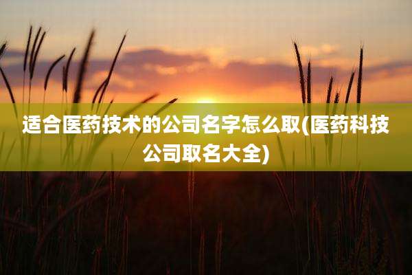 适合医药技术的公司名字怎么取(医药科技公司取名大全)