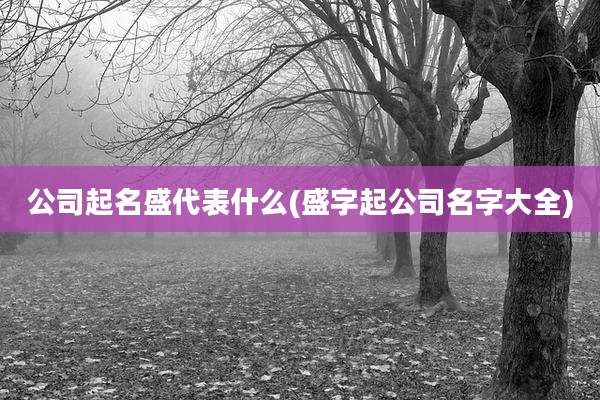 公司起名盛代表什么(盛字起公司名字大全)