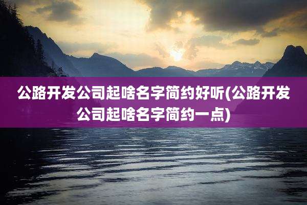 公路开发公司起啥名字简约好听(公路开发公司起啥名字简约一点)