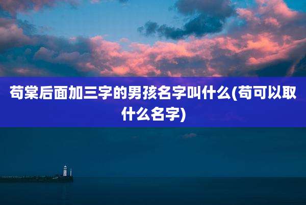 苟棠后面加三字的男孩名字叫什么(苟可以取什么名字)