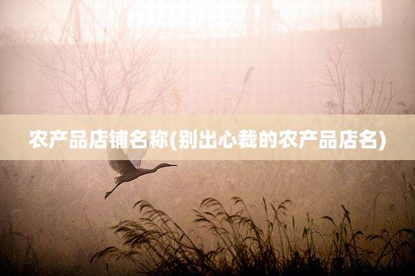 农产品店铺名称(别出心裁的农产品店名)