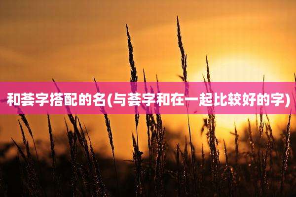 和荟字搭配的名(与荟字和在一起比较好的字)