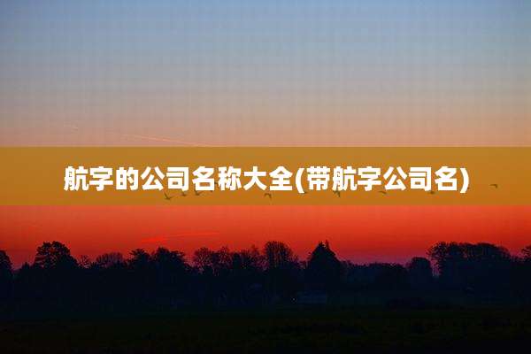 航字的公司名称大全(带航字公司名)