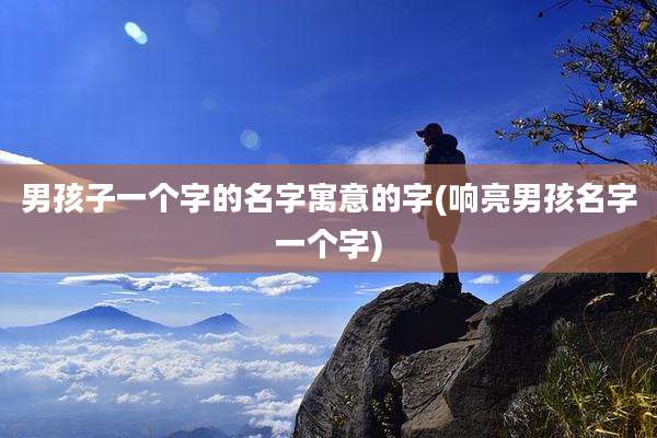 男孩子一个字的名字寓意的字(响亮男孩名字一个字)