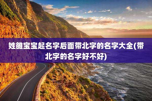 姓雒宝宝起名字后面带北字的名字大全(带北字的名字好不好)