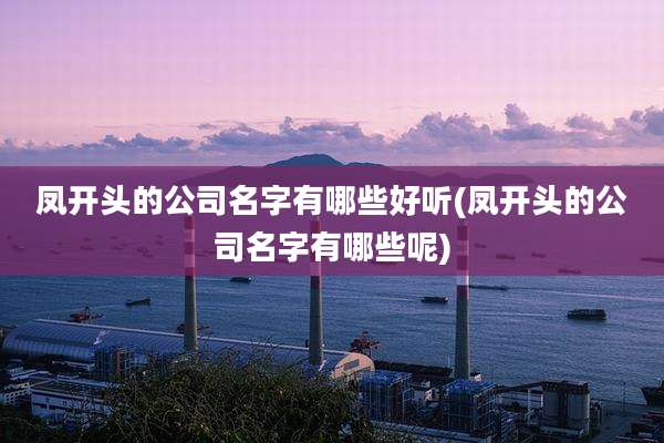 凤开头的公司名字有哪些好听(凤开头的公司名字有哪些呢)