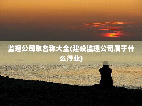 监理公司取名称大全(建设监理公司属于什么行业)