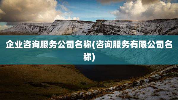 企业咨询服务公司名称(咨询服务有限公司名称)