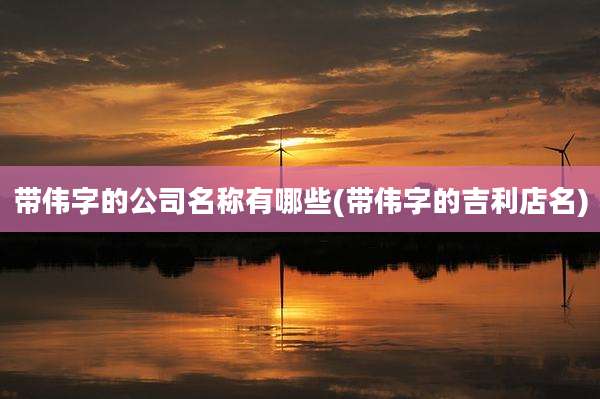 带伟字的公司名称有哪些(带伟字的吉利店名)
