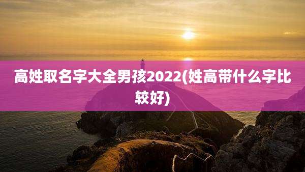 高姓取名字大全男孩2022(姓高带什么字比较好)