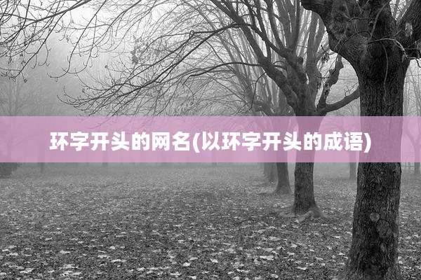 环字开头的网名(以环字开头的成语)