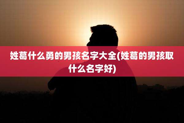 姓葛什么勇的男孩名字大全(姓葛的男孩取什么名字好)
