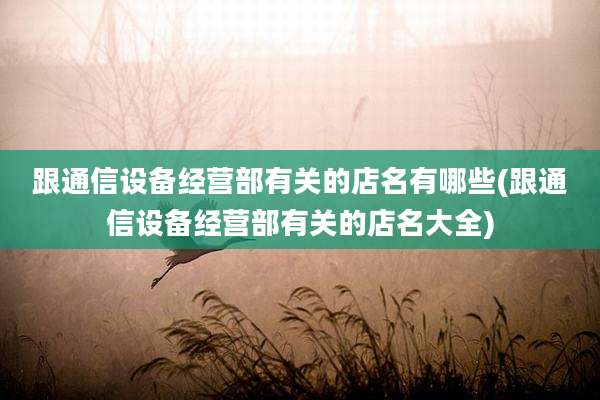 跟通信设备经营部有关的店名有哪些(跟通信设备经营部有关的店名大全)