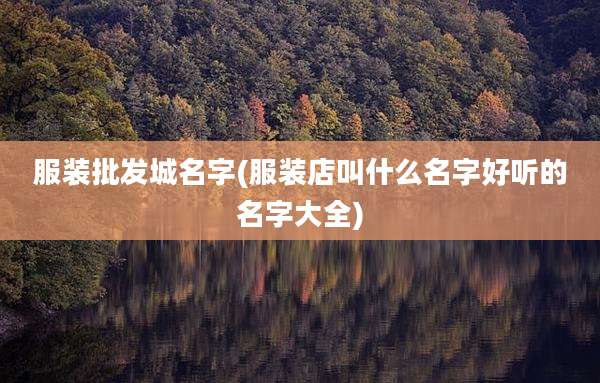 服装批发城名字(服装店叫什么名字好听的名字大全)