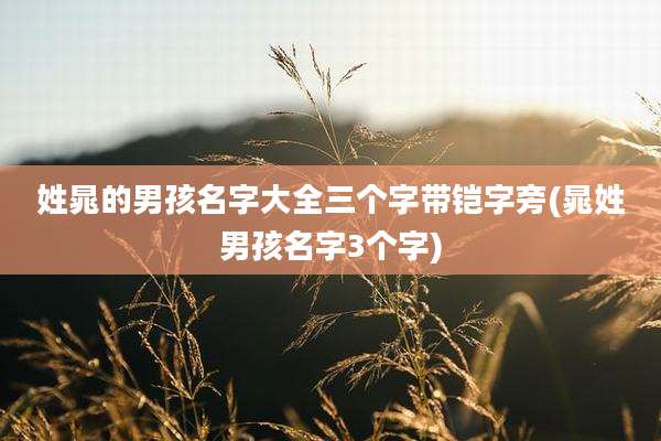 姓晁的男孩名字大全三个字带铠字旁(晁姓男孩名字3个字)