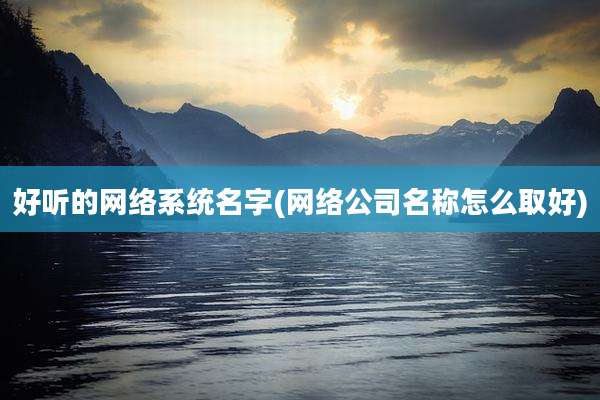 好听的网络系统名字(网络公司名称怎么取好)