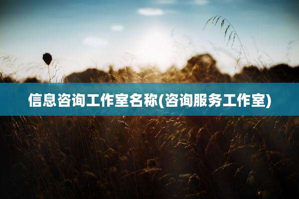 信息咨询工作室名称(咨询服务工作室)