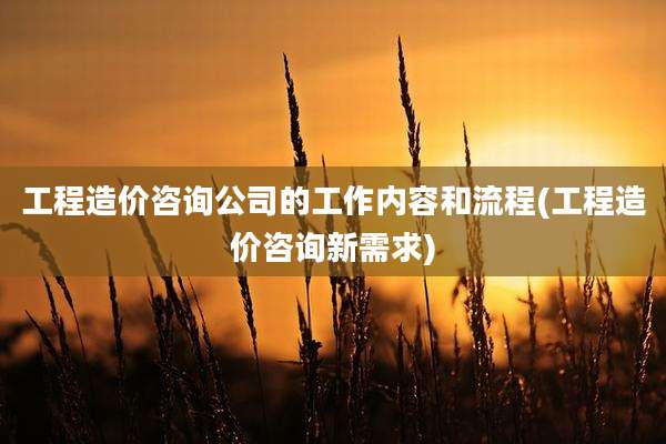 工程造价咨询公司的工作内容和流程(工程造价咨询新需求)