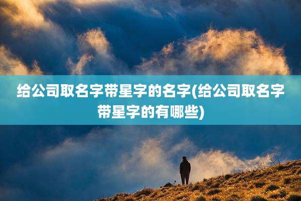 给公司取名字带星字的名字(给公司取名字带星字的有哪些)