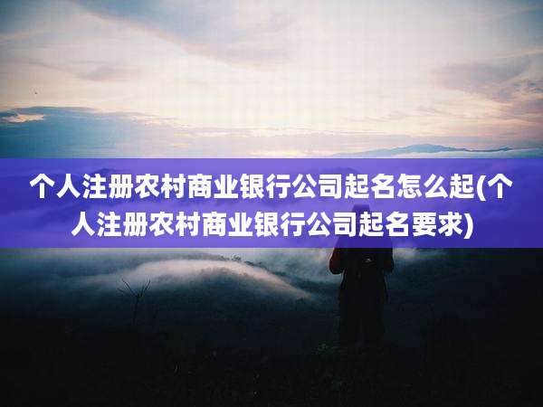 个人注册农村商业银行公司起名怎么起(个人注册农村商业银行公司起名要求)