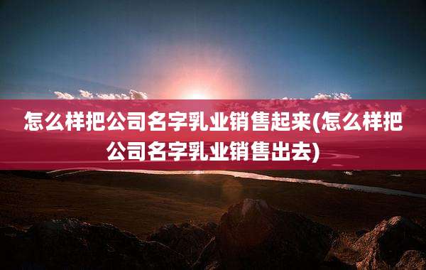怎么样把公司名字乳业销售起来(怎么样把公司名字乳业销售出去)