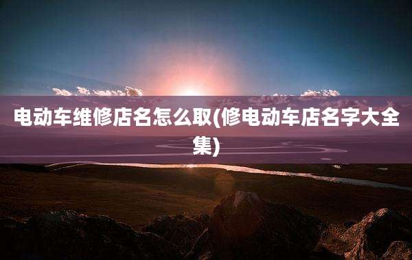 电动车维修店名怎么取(修电动车店名字大全集)