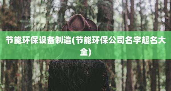 节能环保设备制造(节能环保公司名字起名大全)