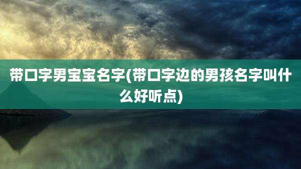 带口字男宝宝名字(带口字边的男孩名字叫什么好听点)