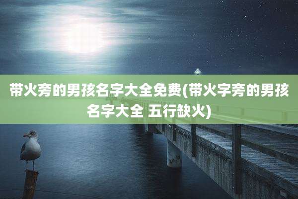带火旁的男孩名字大全免费(带火字旁的男孩名字大全 五行缺火)