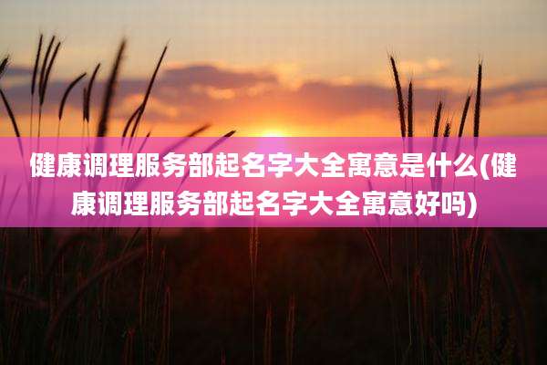 健康调理服务部起名字大全寓意是什么(健康调理服务部起名字大全寓意好吗)