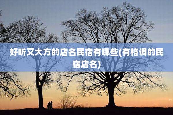 好听又大方的店名民宿有哪些(有格调的民宿店名)