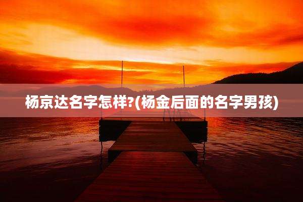 杨京达名字怎样?(杨金后面的名字男孩)