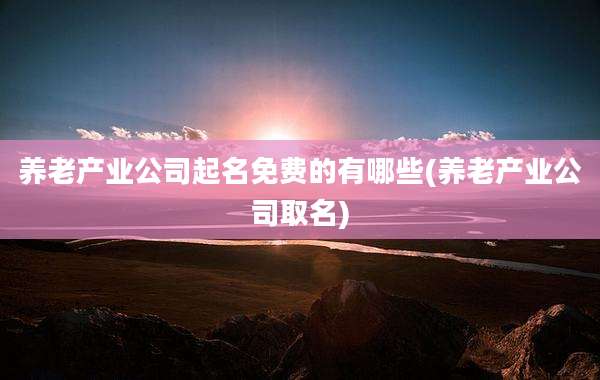 养老产业公司起名免费的有哪些(养老产业公司取名)