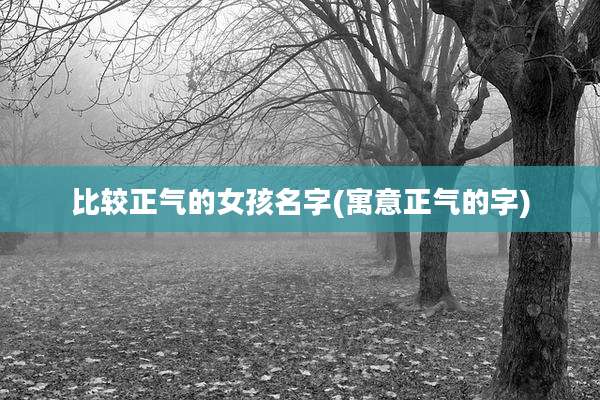 比较正气的女孩名字(寓意正气的字)