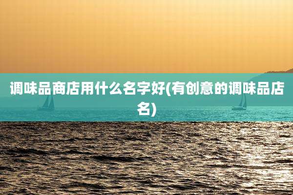 调味品商店用什么名字好(有创意的调味品店名)
