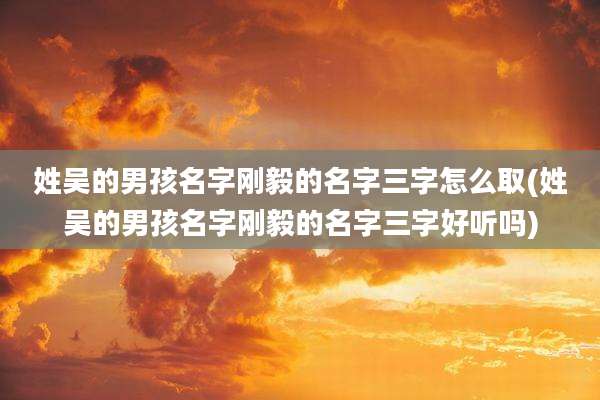 姓吴的男孩名字刚毅的名字三字怎么取(姓吴的男孩名字刚毅的名字三字好听吗)