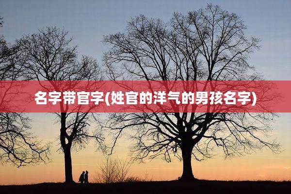 名字带官字(姓官的洋气的男孩名字)