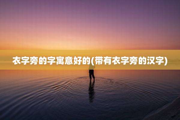 衣字旁的字寓意好的(带有衣字旁的汉字)