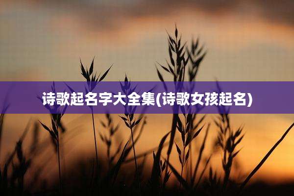 诗歌起名字大全集(诗歌女孩起名)