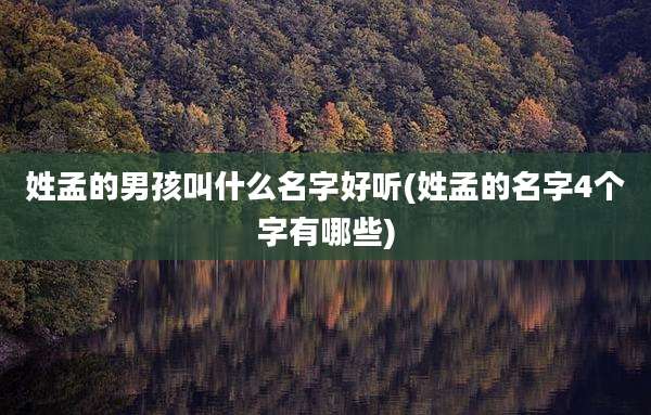 姓孟的男孩叫什么名字好听(姓孟的名字4个字有哪些)