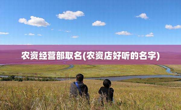 农资经营部取名(农资店好听的名字)