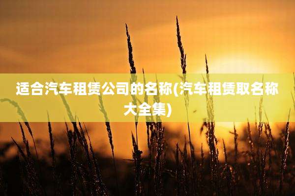 适合汽车租赁公司的名称(汽车租赁取名称大全集)