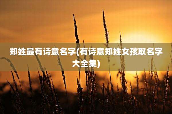 郑姓最有诗意名字(有诗意郑姓女孩取名字大全集)