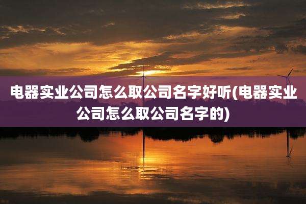 电器实业公司怎么取公司名字好听(电器实业公司怎么取公司名字的)