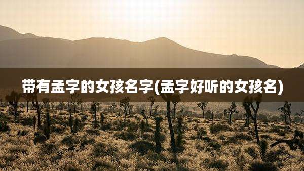 带有孟字的女孩名字(孟字好听的女孩名)