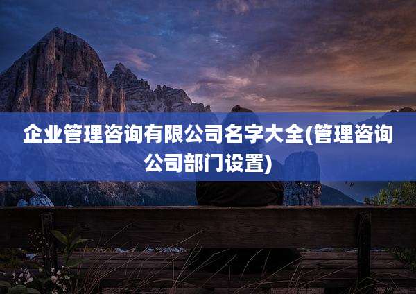 企业管理咨询有限公司名字大全(管理咨询公司部门设置)