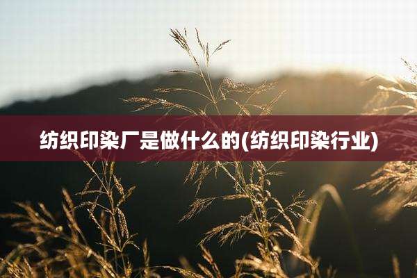 纺织印染厂是做什么的(纺织印染行业)