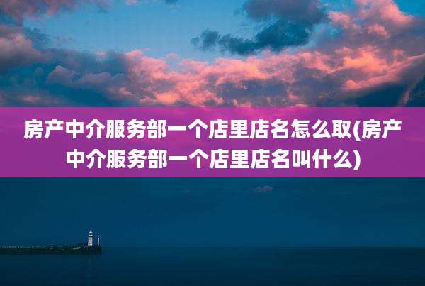 房产中介服务部一个店里店名怎么取(房产中介服务部一个店里店名叫什么)