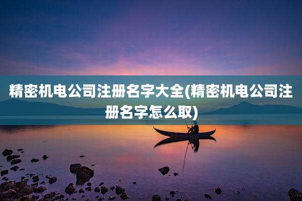 精密机电公司注册名字大全(精密机电公司注册名字怎么取)