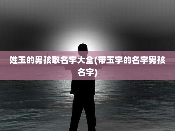 姓玉的男孩取名字大全(带玉字的名字男孩名字)